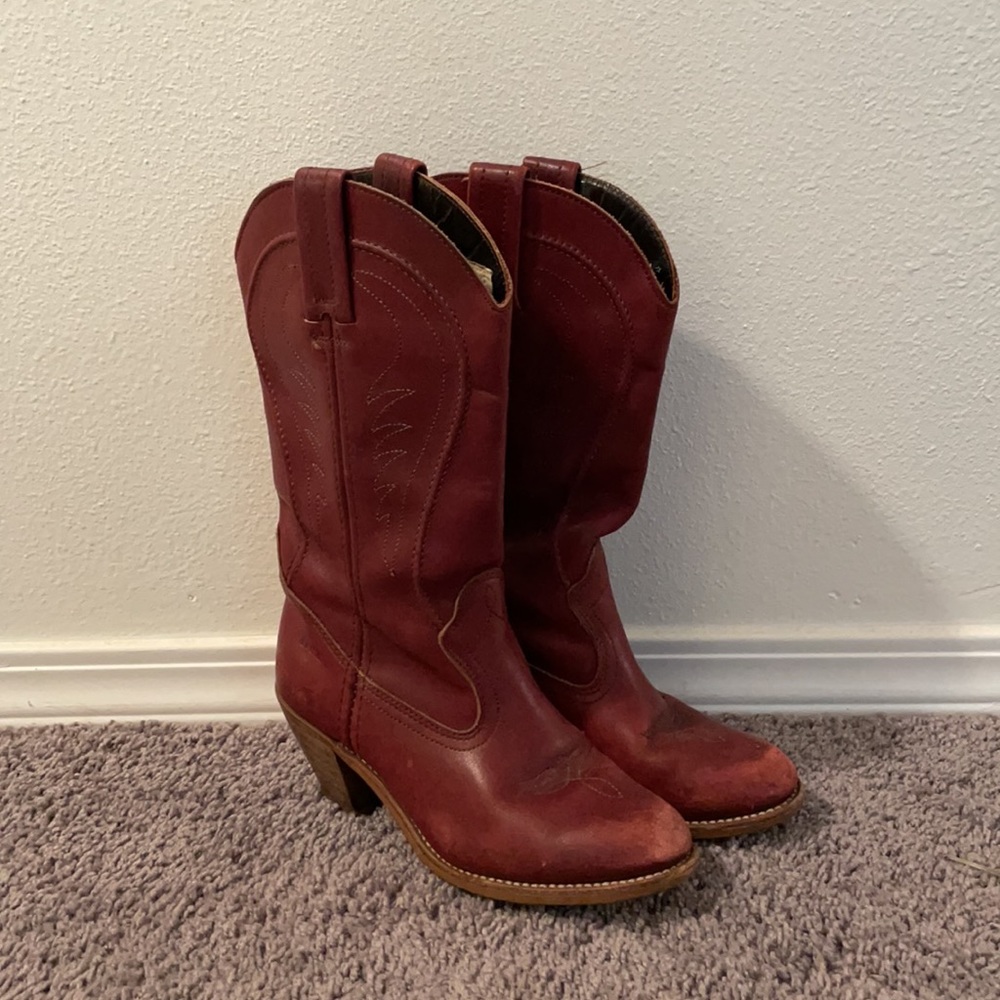 Leather Dex Boots Red western